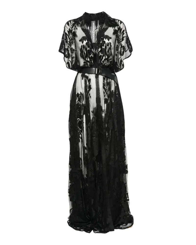 Norma Kamali floral-devoré maxi dress - Schwarz Schwarz