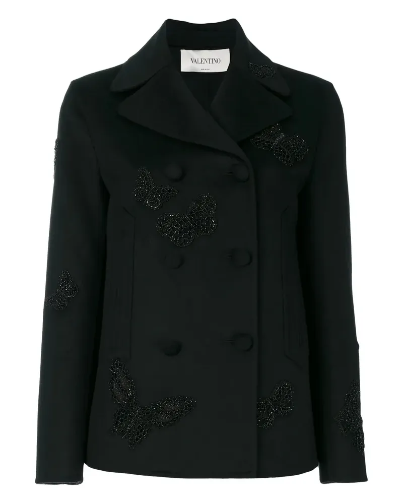 Valentino Garavani Cabanjacke mit Schmetterlingsstickerei - Schwarz Schwarz