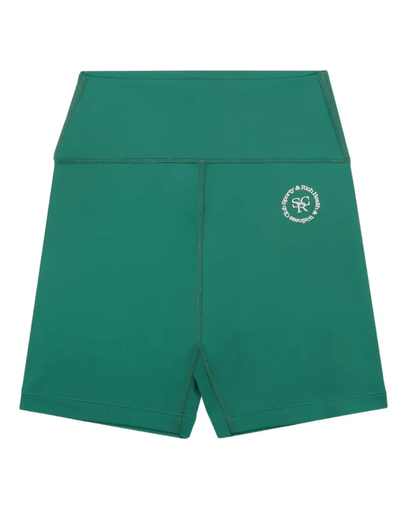 SPORTY & RICH Radlerhose mit Logo-Verzierung - Grün Grün