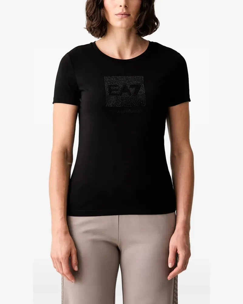 EA7 T-Shirt mit Strass - Schwarz Schwarz