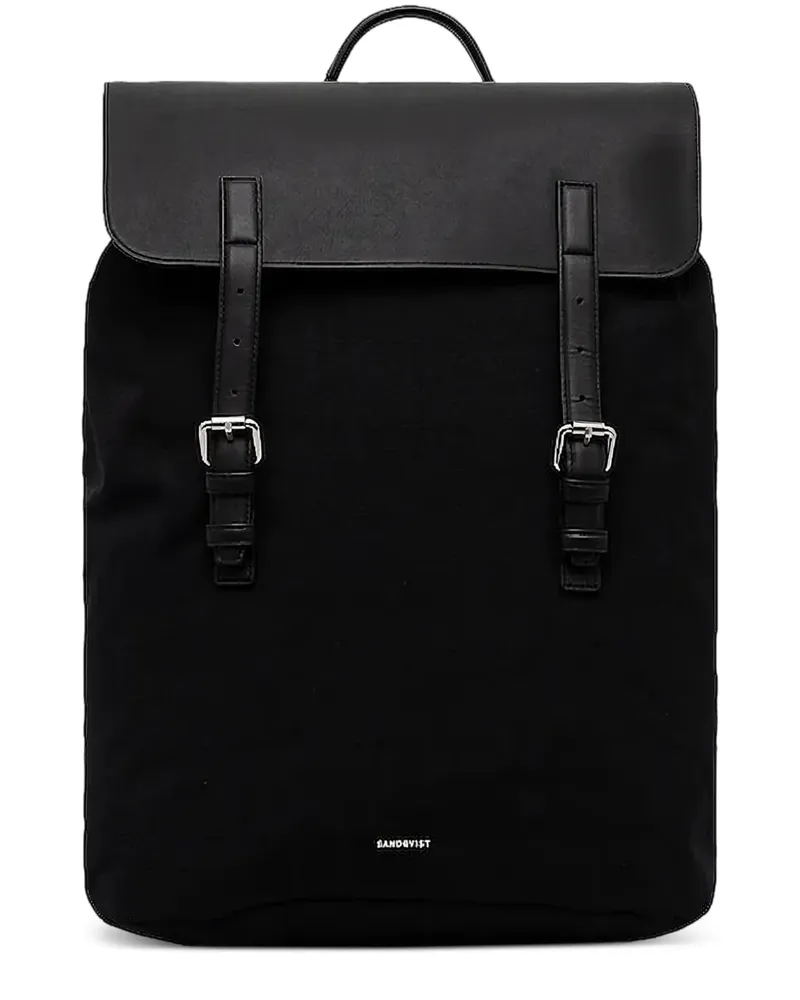 Sandqvist Rucksack mit Lederdetail - Schwarz Schwarz