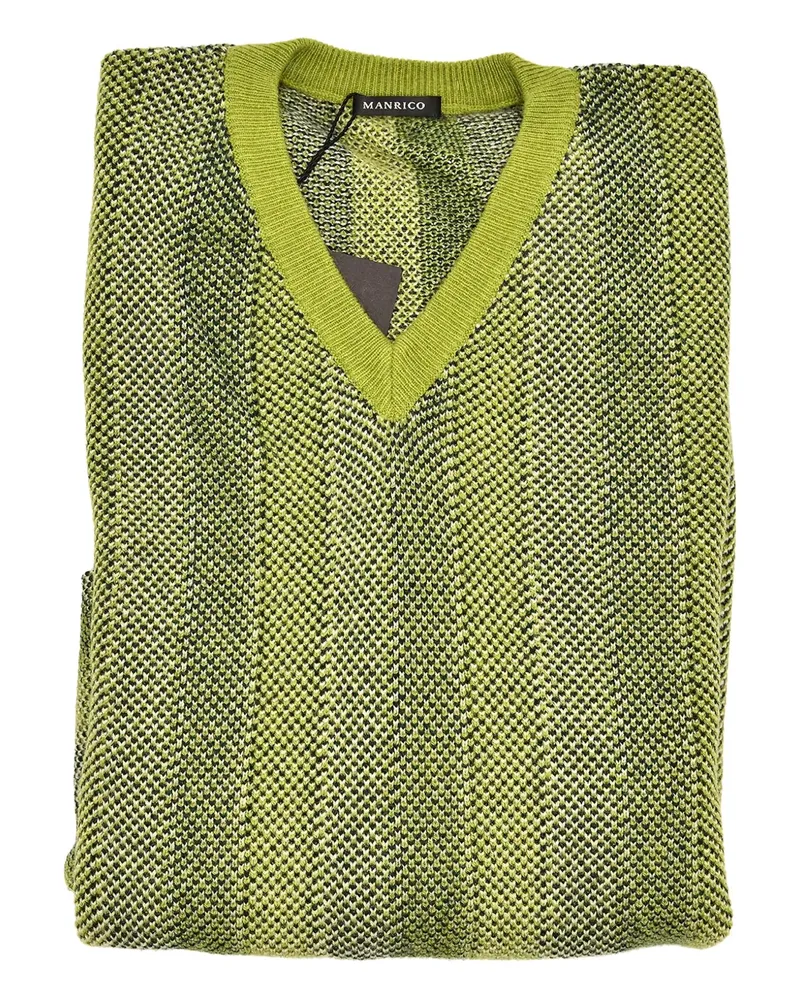 Manrico Cashmere Kaschmirpullover mit V-Ausschnitt - Grün Grün