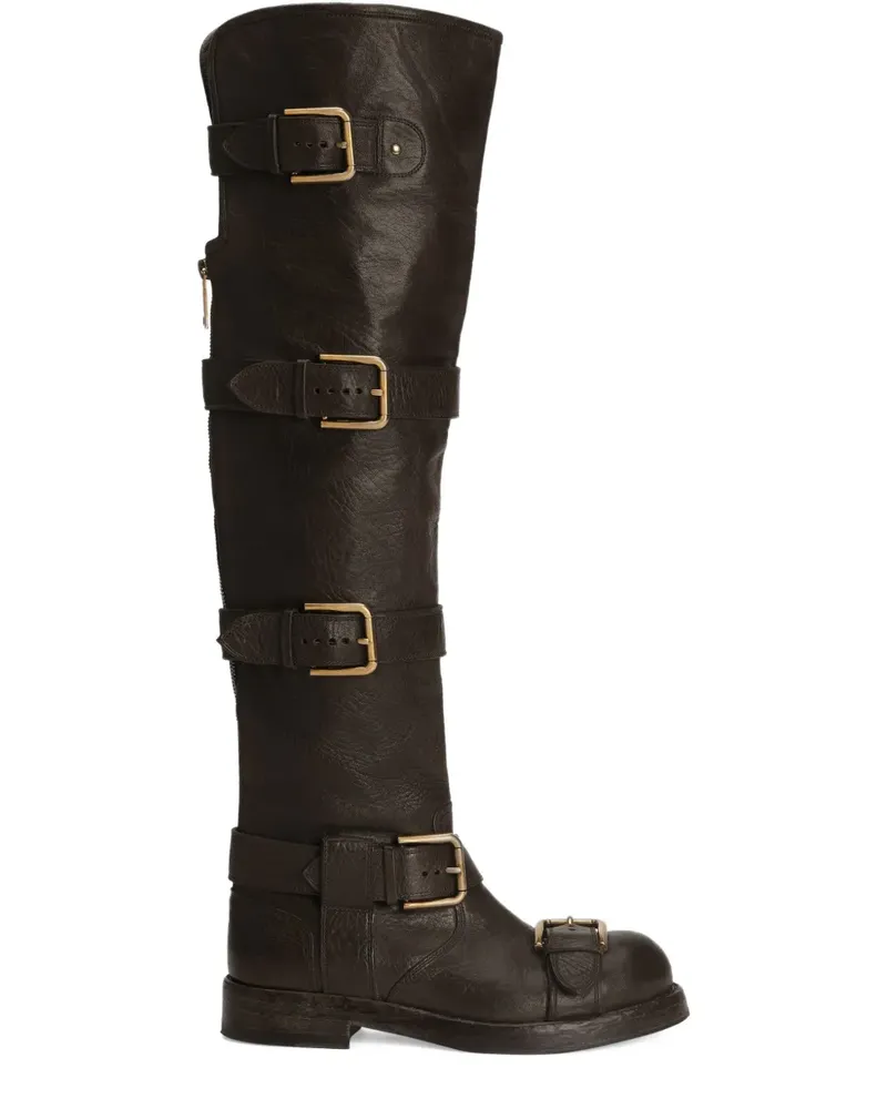 Dolce & Gabbana Stiefel mit Schnallenriemen 20mm - Braun Braun