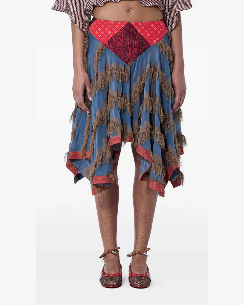KIKO KOSTADINOV fringe-detail midi skirt - Blau Blau