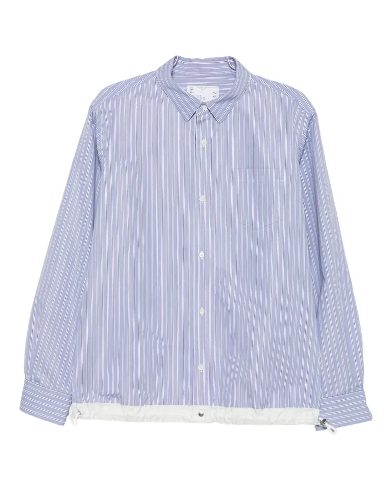 Sacai Gestreifter Cardigan mit Kordelzug - Blau Blau