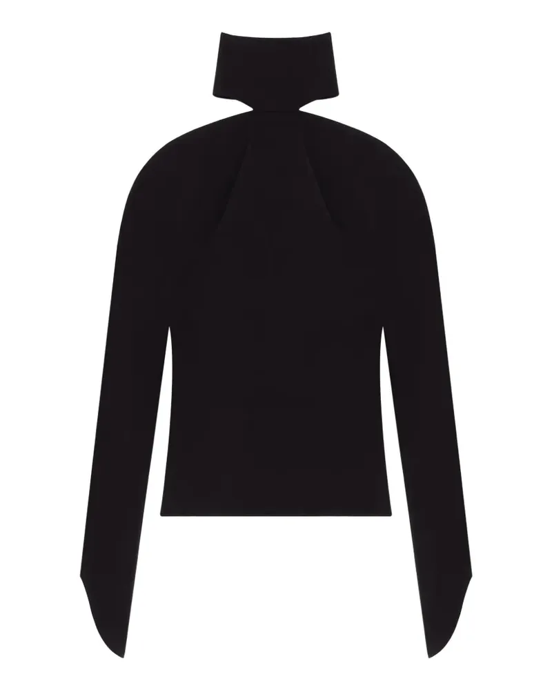 Courrèges Cold-Shoulder-Top mit Stehkragen - Schwarz Schwarz