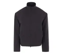 high-collar padded-shoulder jacket - Schwarz