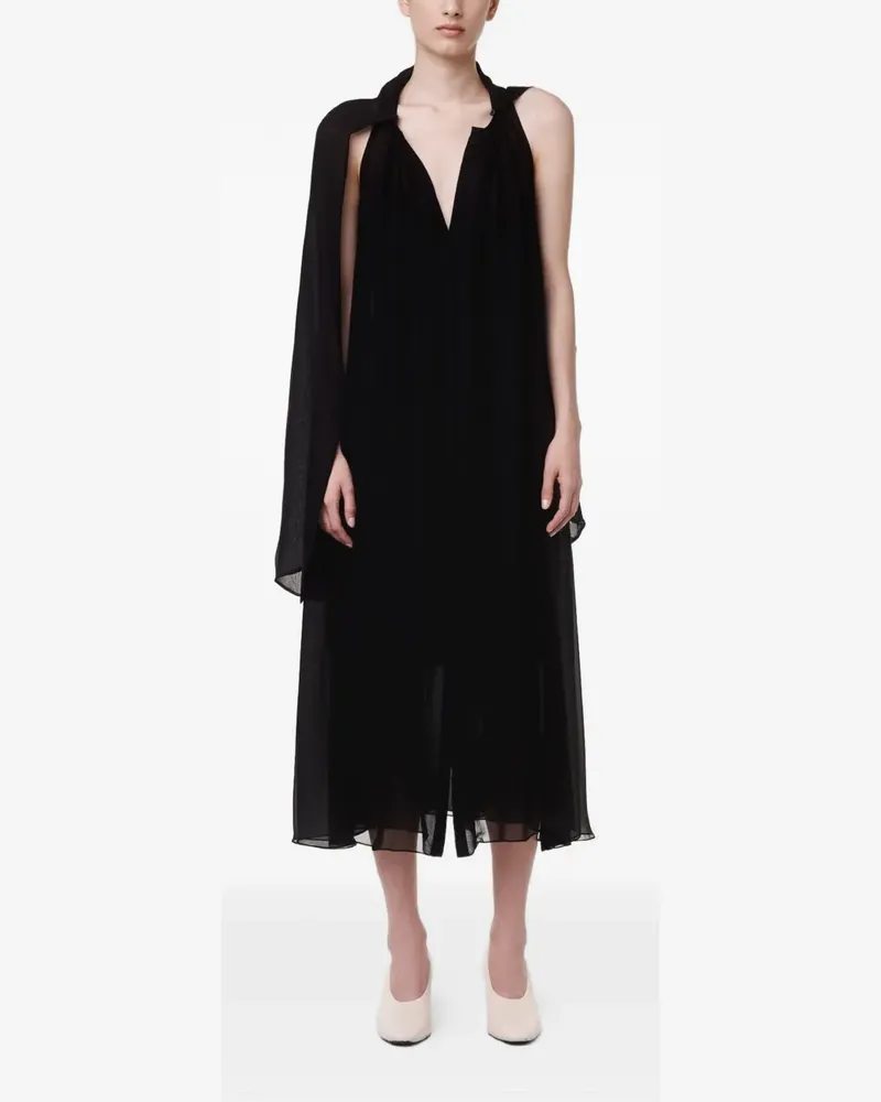 Another Tomorrow scarf-detail midi dress - Schwarz Schwarz