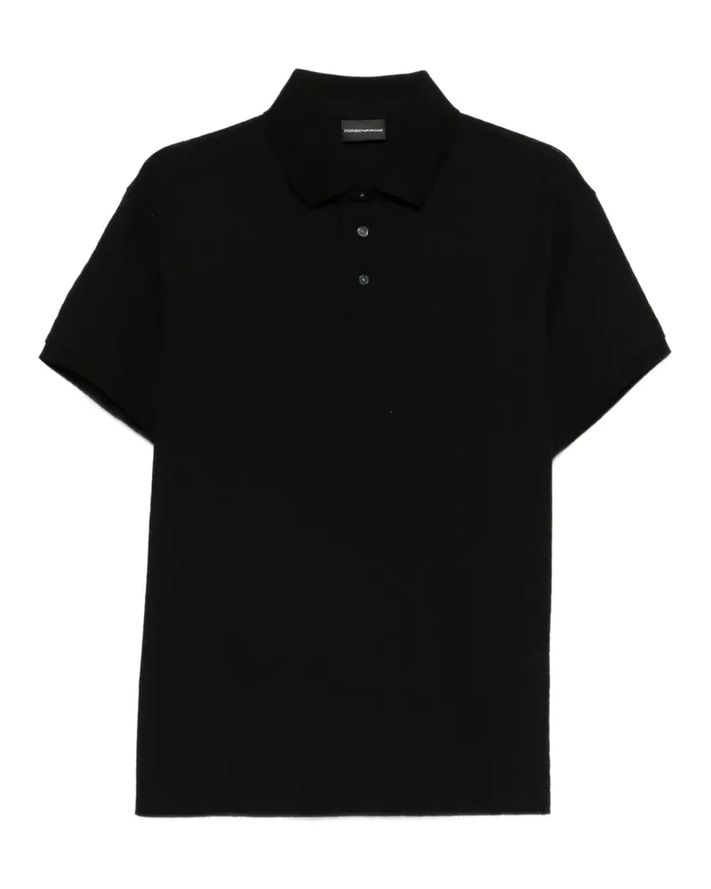 Emporio Armani Poloshirt mit Jacquard-Logo - Schwarz Schwarz