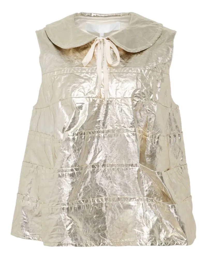 Comme des Garçons foil-effect Peter Pan-collar blouse - Gold Gold