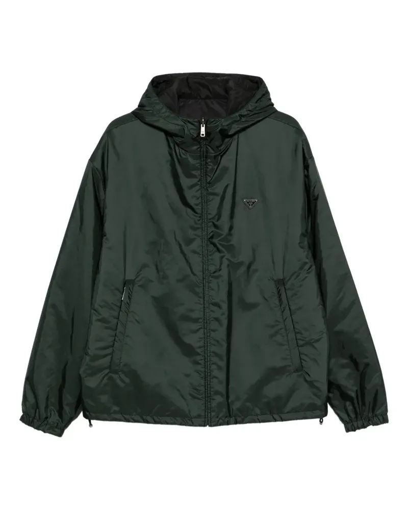 Prada Kapuzenjacke mit Logo-Schild - Grün Grün
