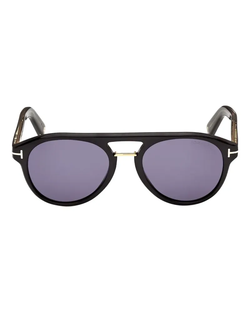 Tom Ford Pilotenbrille mit T-Motiv - Schwarz Schwarz