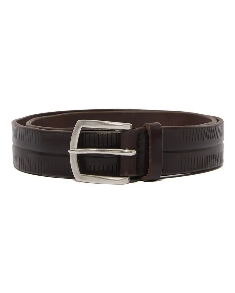Orciani ribbed-detailing leather belt - Braun Braun