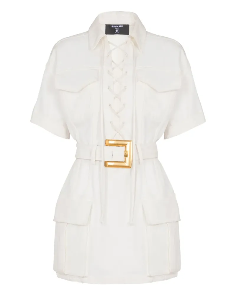 Balmain Minikleid aus Canvas - Weiß Weiß