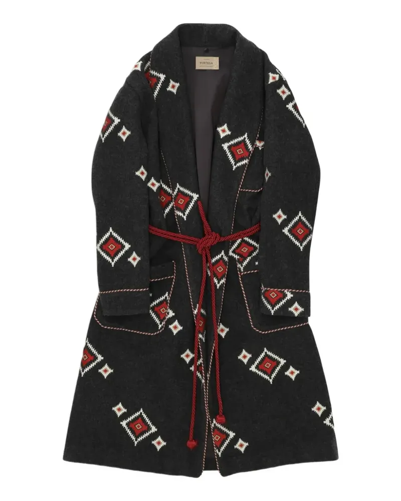 Fortela Fedora geometric-pattern oversized coat - Grau Grau