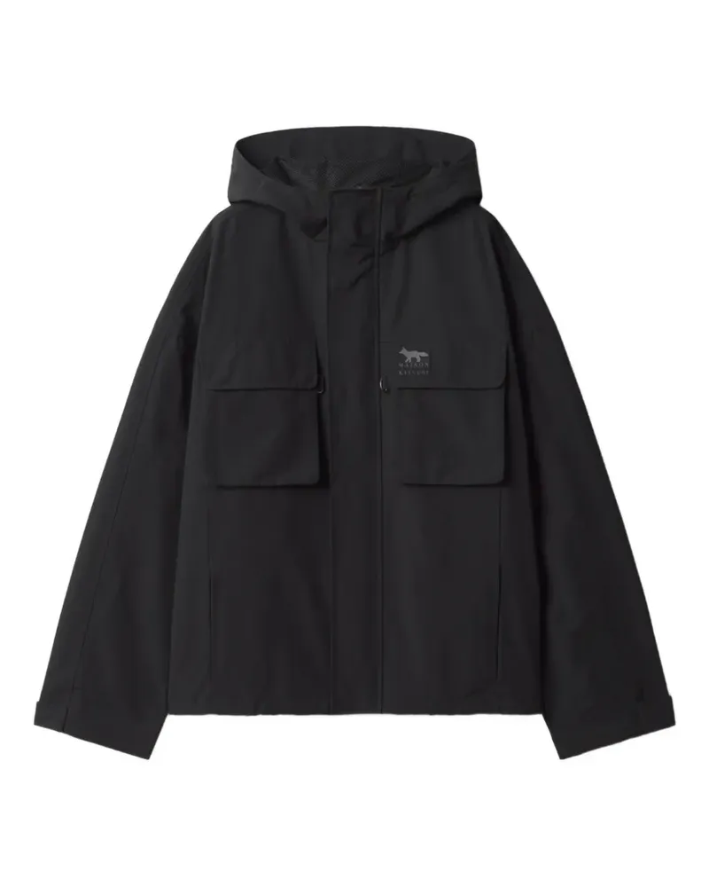 Kitsuné Kapuzenjacke mit Logo-Patch - Schwarz Schwarz