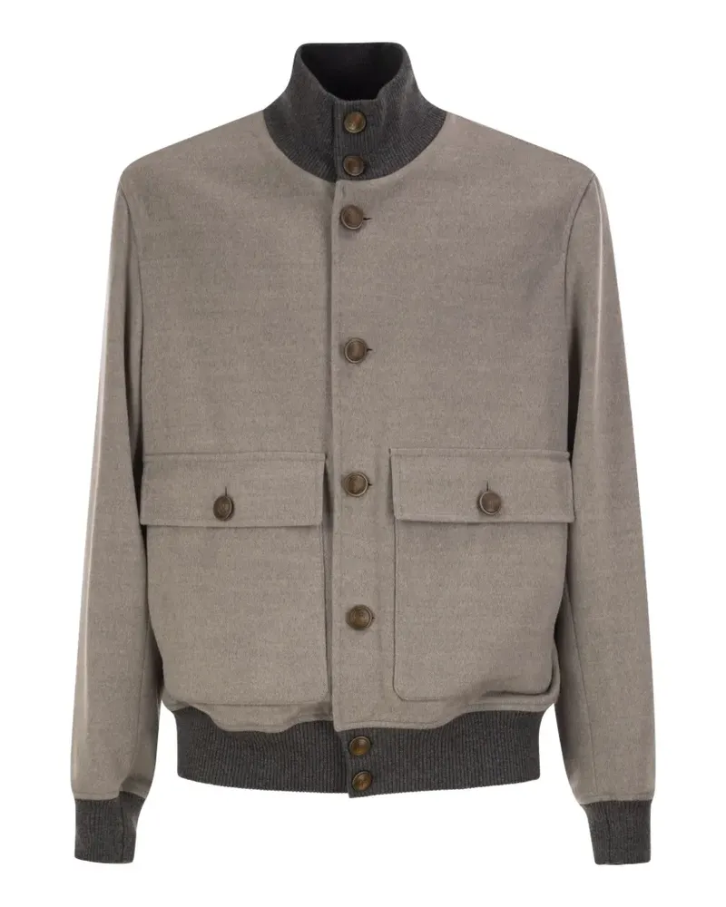 Brunello Cucinelli long-sleeve high-neck bomber jacket - Grau Grau