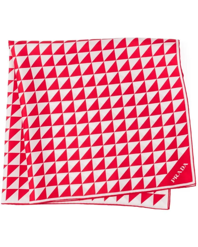 Prada Seidenschal mit Logo-Print - Rot Rot