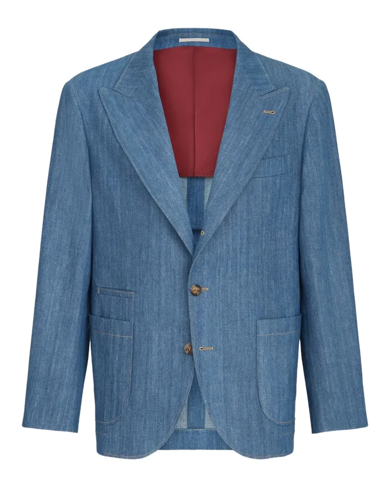 Brunello Cucinelli peak-lapel blazer - Blau Blau