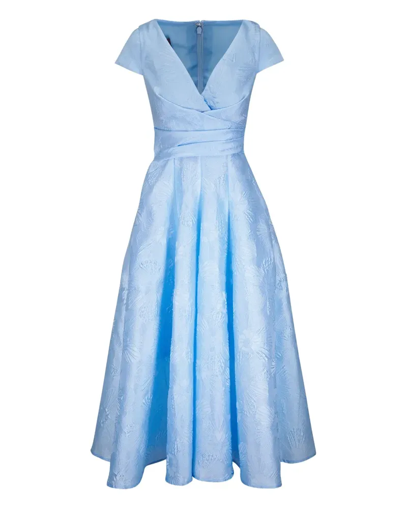 Talbot Runhof Kleid mit Blumenstickerei - Blau Blau
