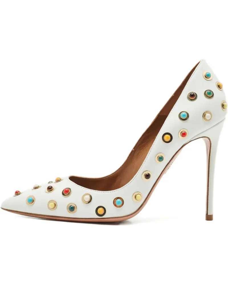 Aquazzura embellished calf leather pumps 10.5 - Weiß Weiß