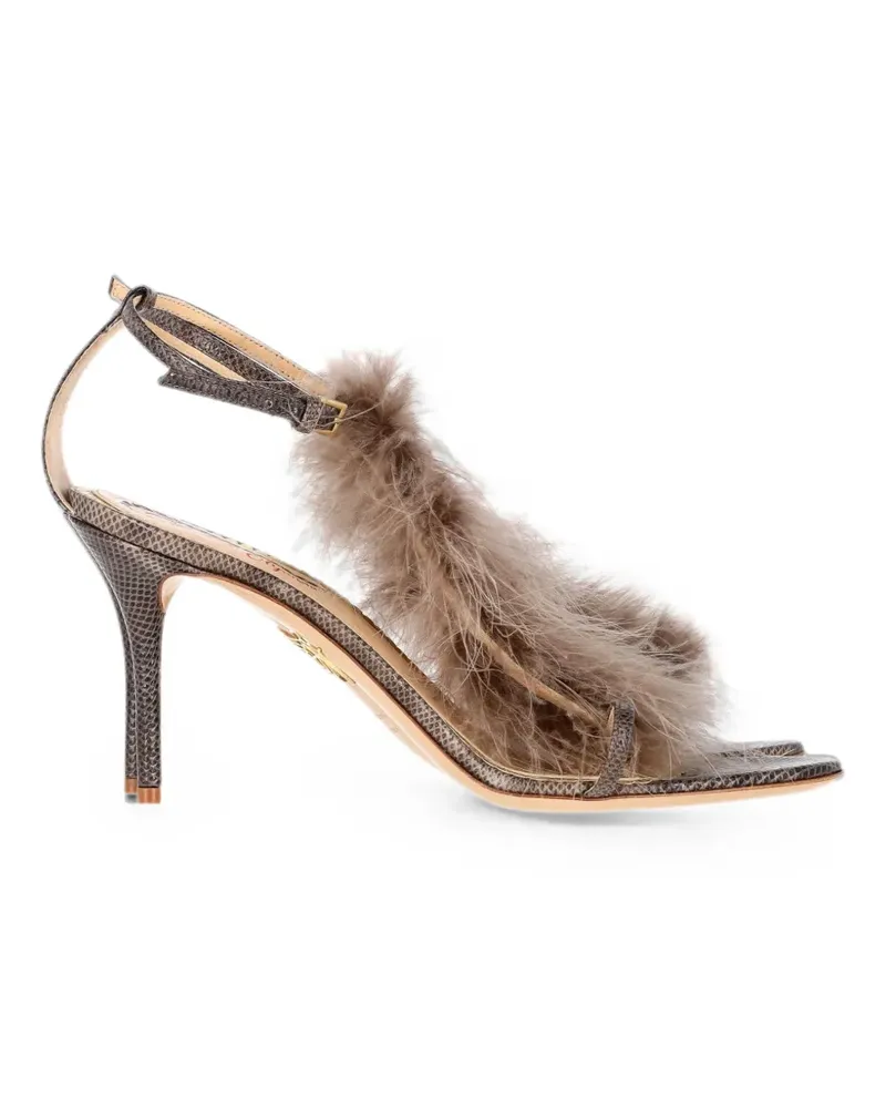 Charlotte Olympia faux-fur sandals - Grau Grau