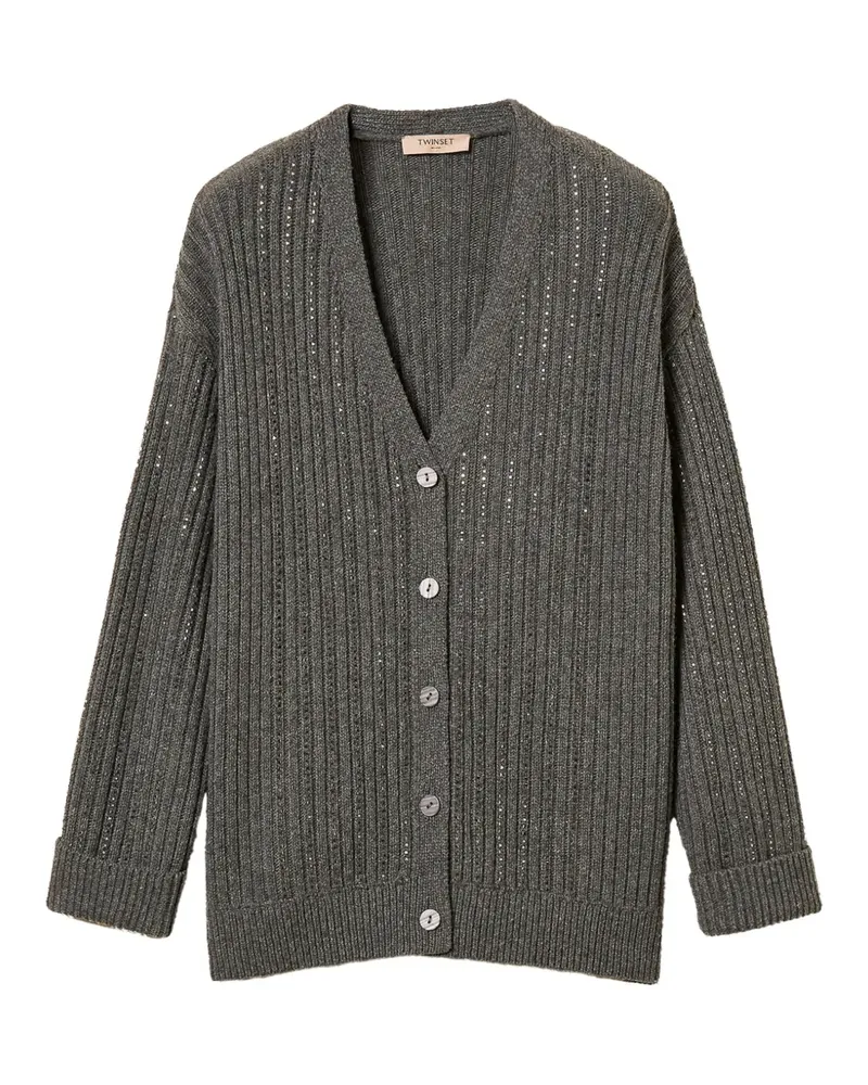 Twin-Set Cardigan mit Strass - Grau Grau