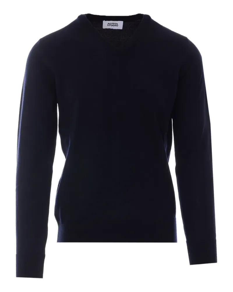 Alpha Studio Pullover mit V-Ausschnitt - Blau Blau