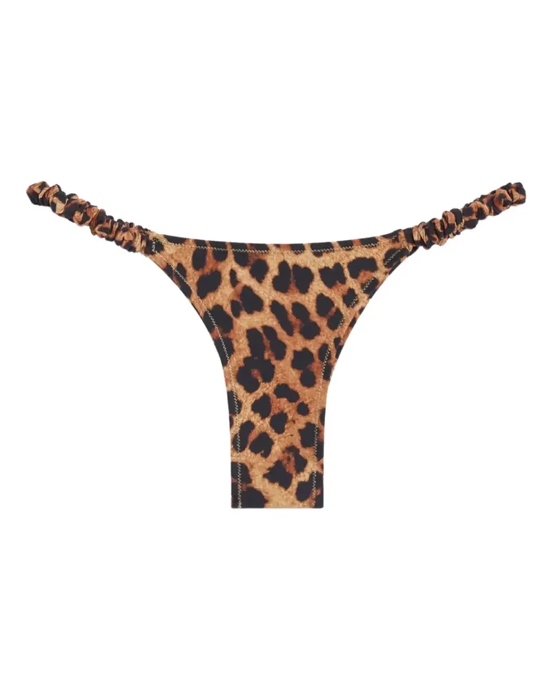 Reina Olga Scrunchie Bikinihöschen mit Leopardenprint - Braun Braun