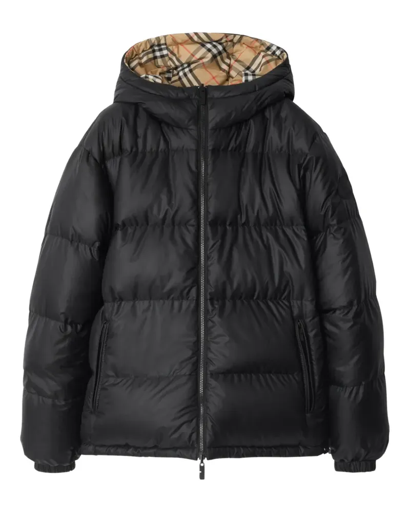 Burberry Wendbare Steppjacke mit Karo - Schwarz Schwarz