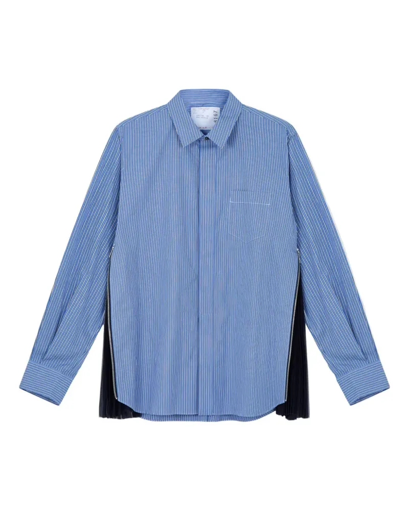 Sacai striped poplin shirt - Blau Blau