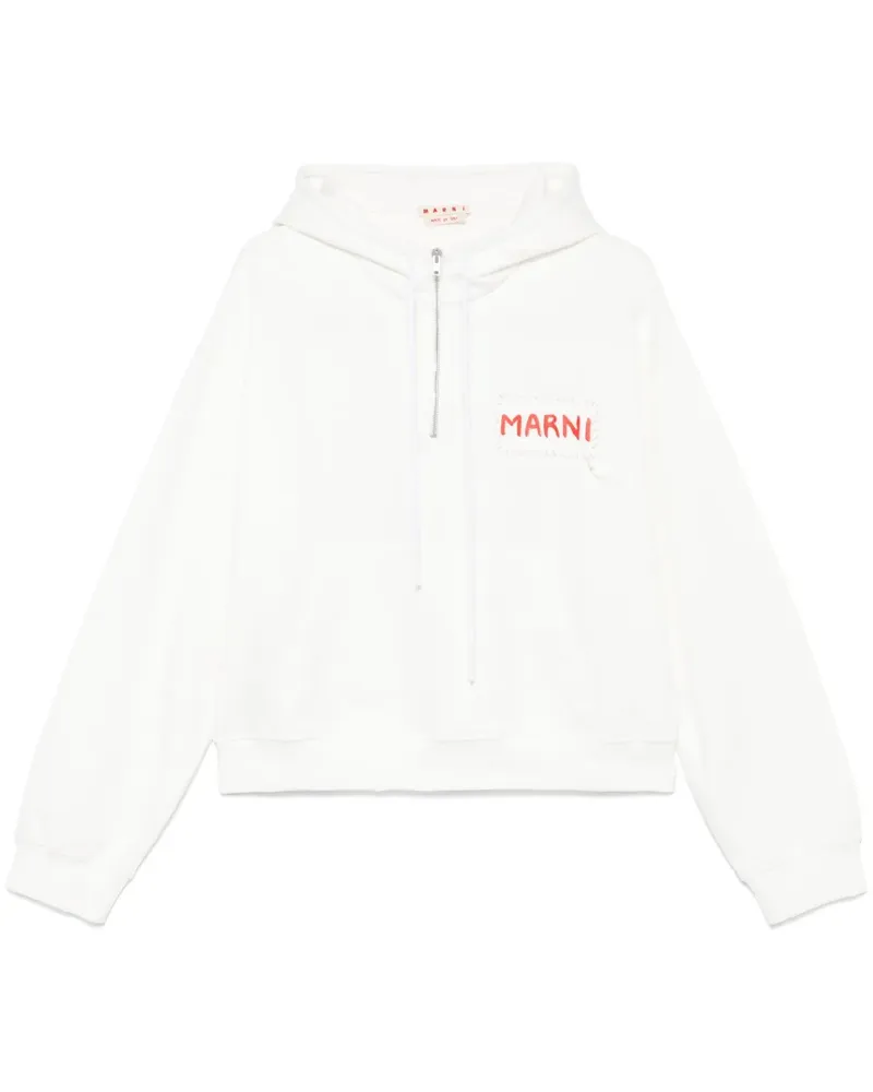 Marni Hoodie mit Logo-Patch - Weiß Weiß