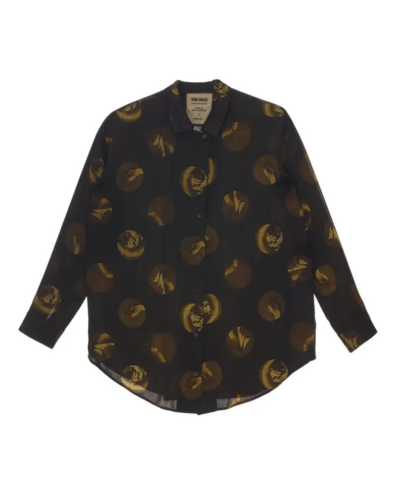 Uma Wang Hemd aus Seidengemisch mit Kreis-Print - Braun Braun