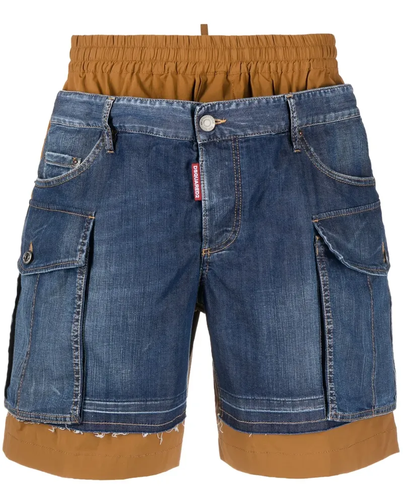 Dsquared2 Jeans-Shorts im Layering-Look - Braun Braun