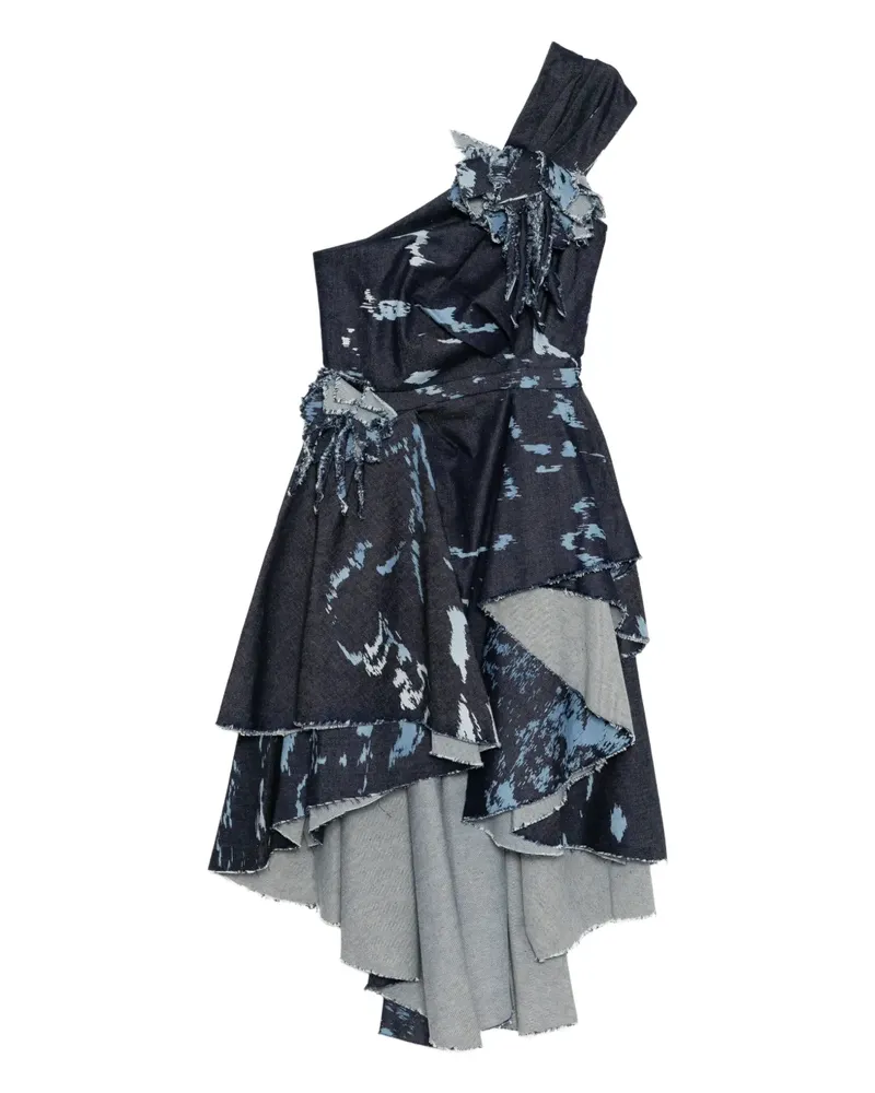 Saiid Kobeisy One-Shoulder-Jeanskleid mit Print - Blau Blau