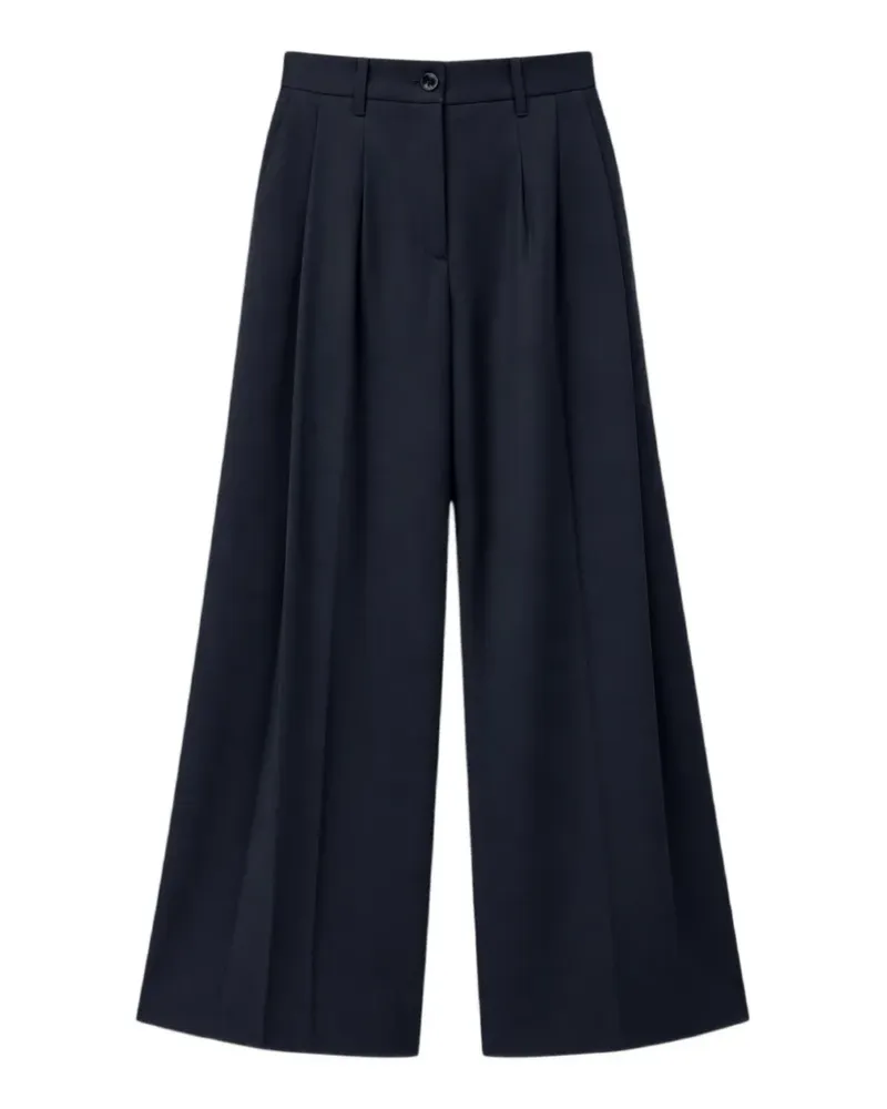 nine:inthe:morning Wide-Leg-Hose mit Bundfalten - Blau Blau