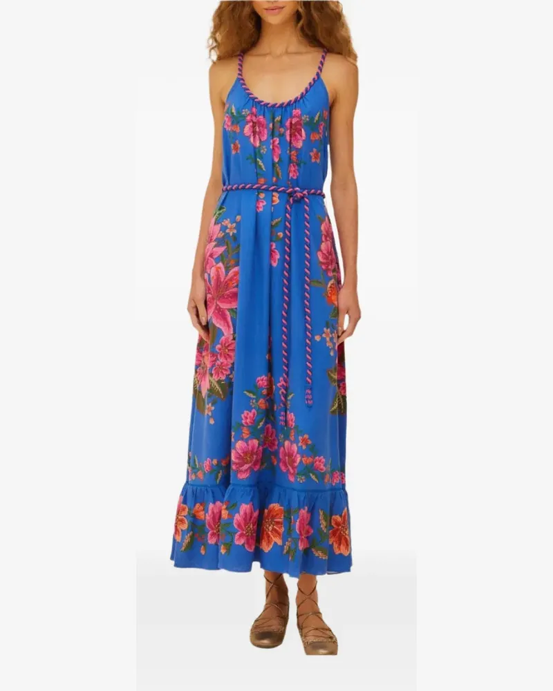 FARM Rio Maxikleid mit Blumenprint - Blau Blau