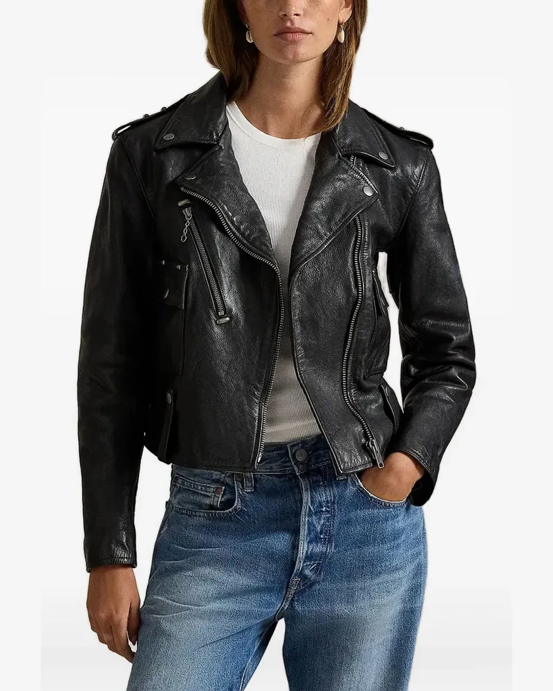 Ralph Lauren leather biker jacket - Schwarz Schwarz