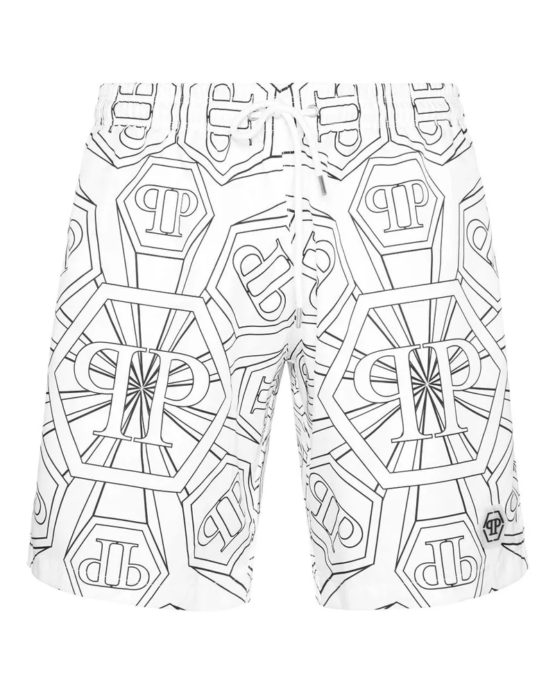 Philipp Plein Badeshorts mit Monogramm - Weiß Weiß