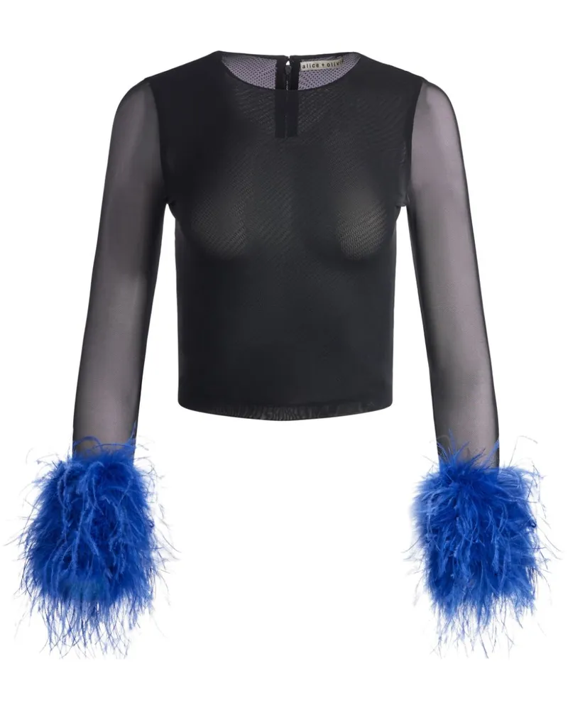 Alice + Olivia Delaina Langarmshirt aus Mesh - Schwarz Schwarz