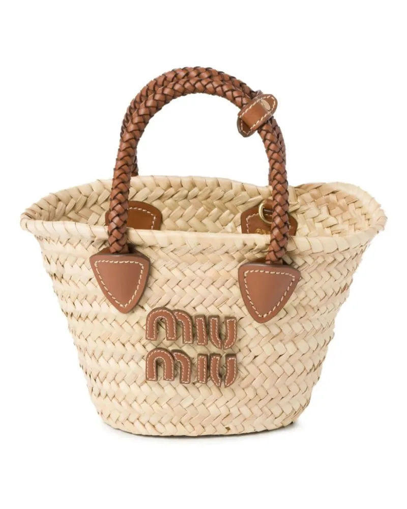 Miu Miu Tweed-Shopper mit Logo - Nude Nude