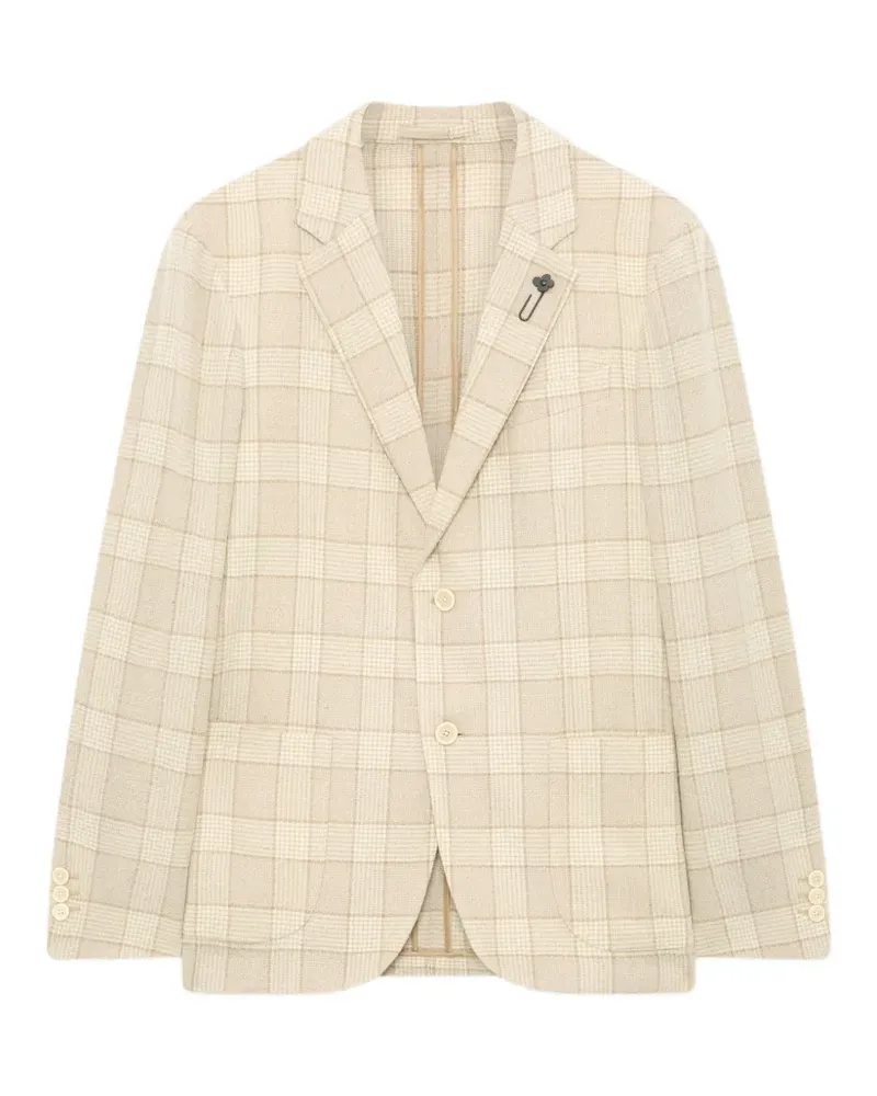LARDINI Glen-check bouclé blazer - Nude Nude