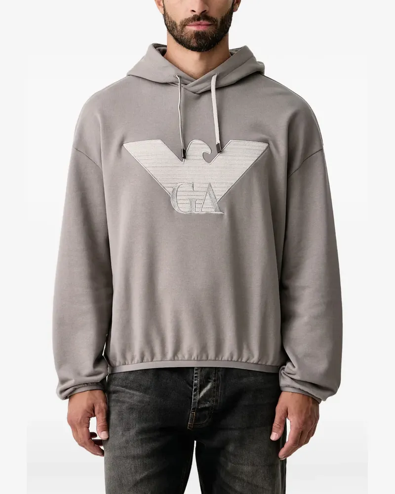 Emporio Armani logo-embroidered hoodie - Grau Grau
