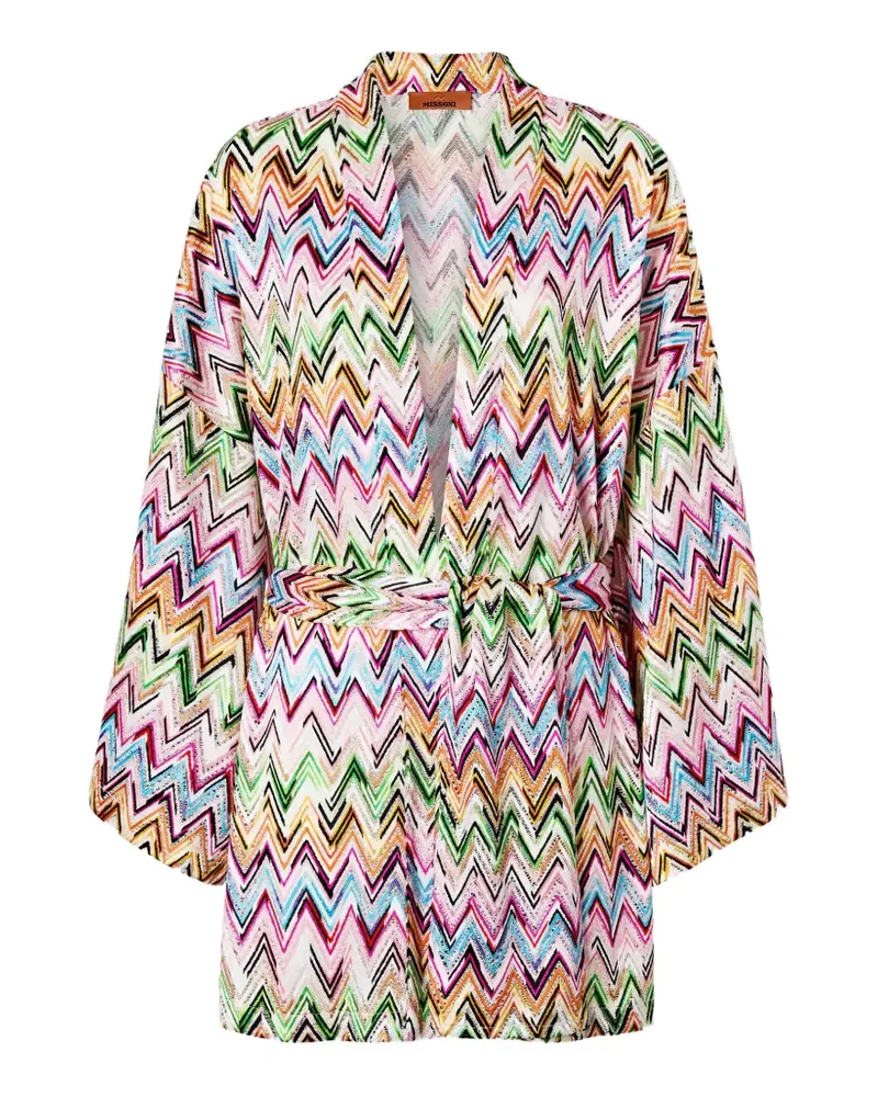 Missoni patterned belted beachwear cover-up - Weiß Weiß
