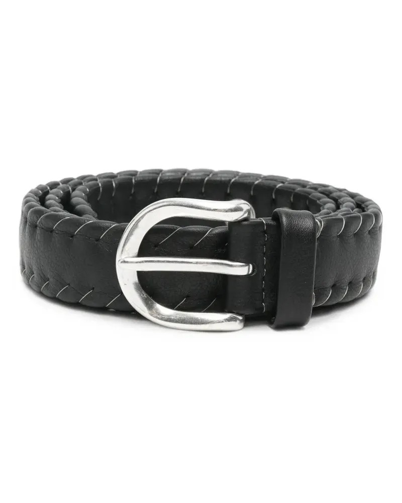 Our Legacy Suture whipstitch leather belt - Schwarz Schwarz