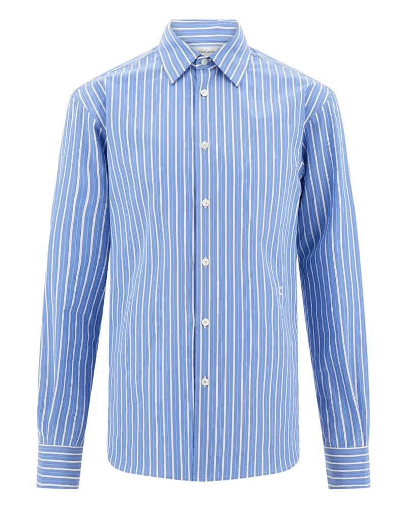 Ferragamo Gestreiftes Popeline-Hemd - Blau Blau