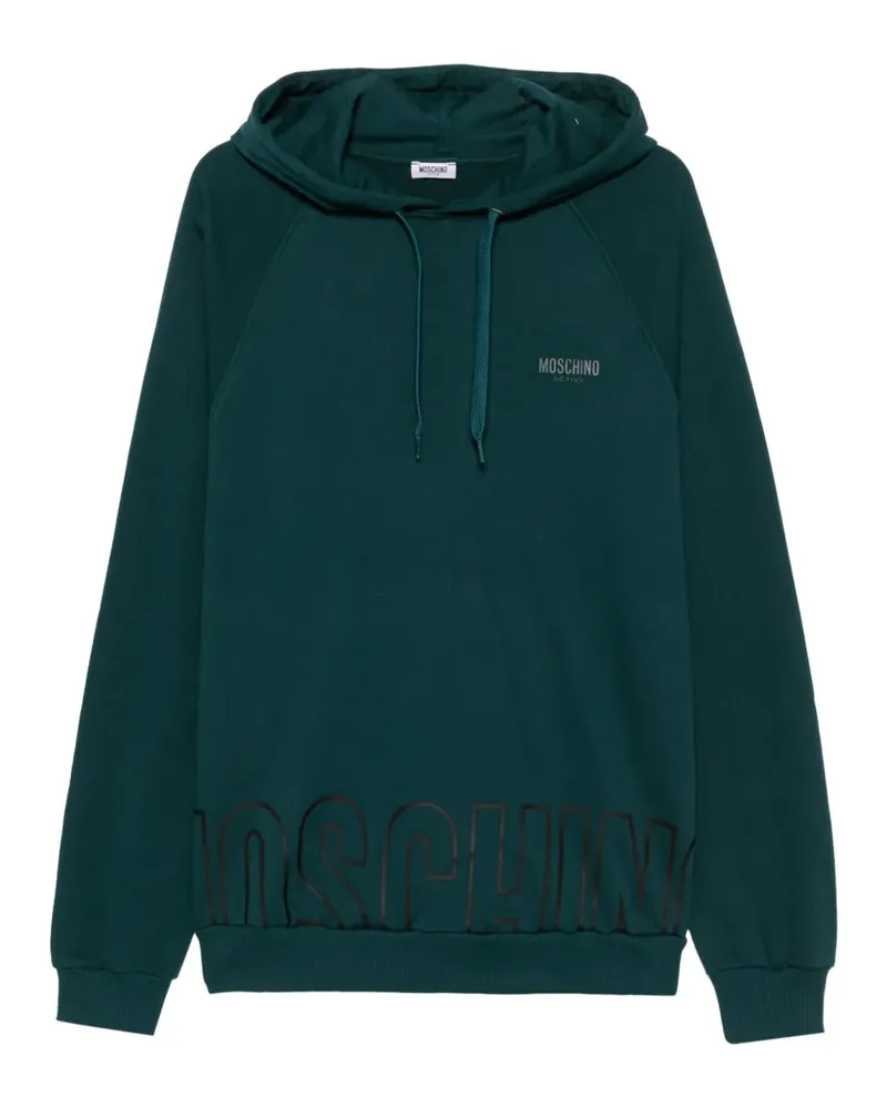 Moschino logo-print raglan-sleeve hoodie - Grün Grün