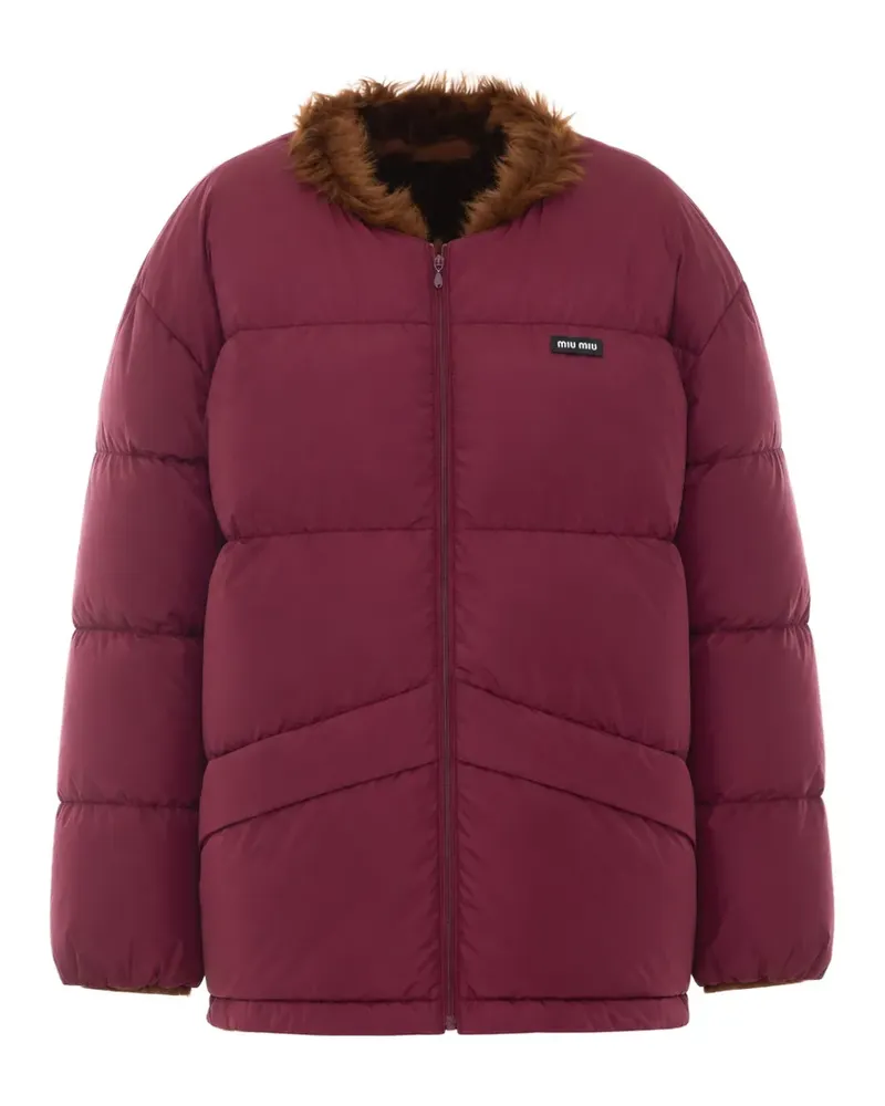 Miu Miu Wendbare Daunenjacke aus Tech-Stoff und Shearling - Rot Rot