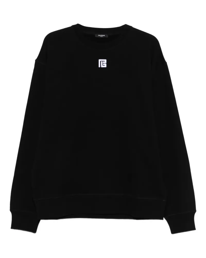 Balmain Sweatshirt mit PB-Stickerei - Schwarz Schwarz