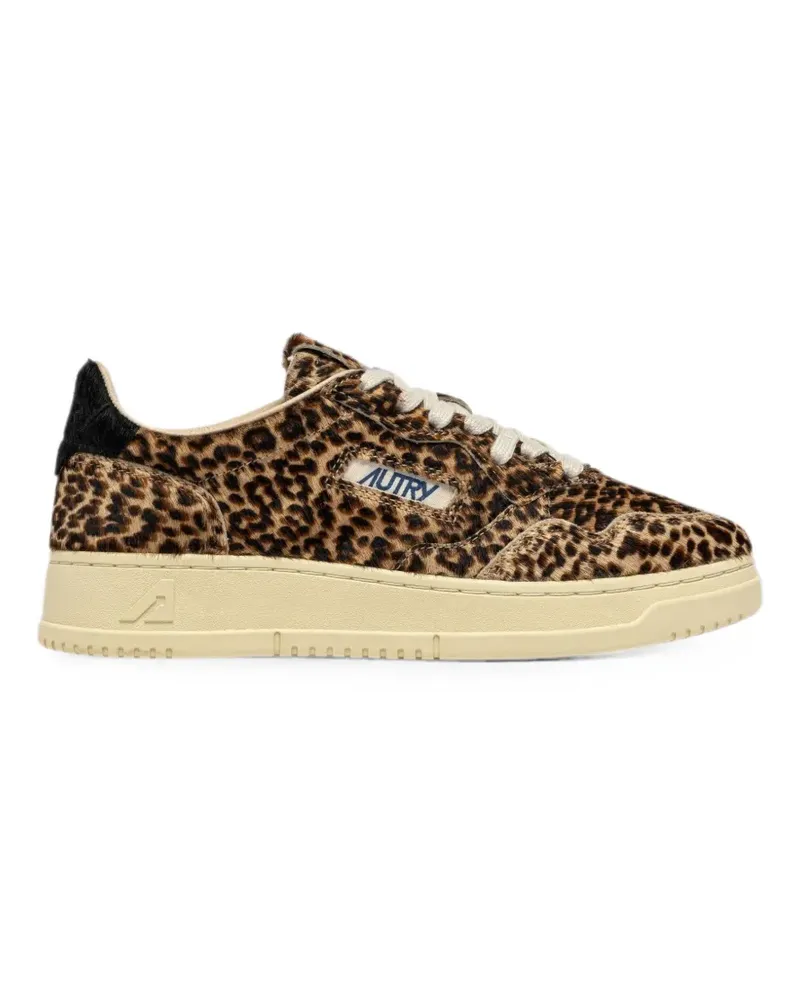 AUTRY Medalist Easeknit Low leopard-print pony-hair sneakers - Braun Braun
